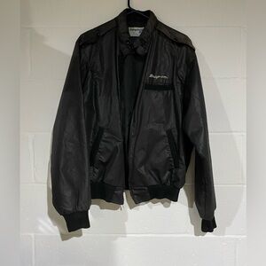 Swings tear snap on black bomber jacket large